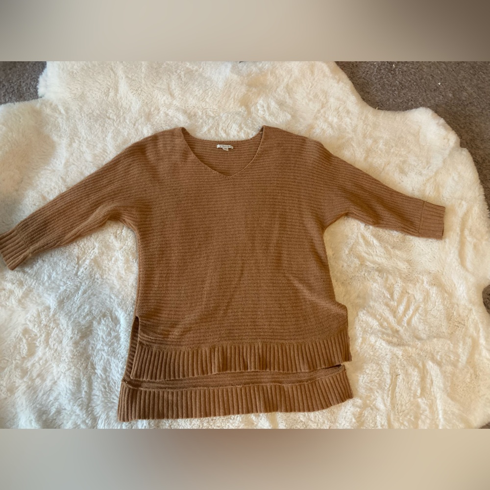 American Eagle Outfitters Tan Soft Chunky Knit Sweater Tunic Women’s M Cozy Cute